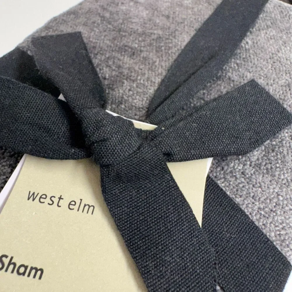 West Elm Striated Chenille Standard Size Pillow Sham Pair Graphite Gray NEW